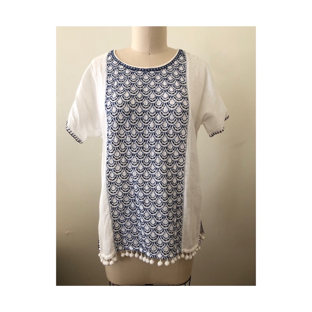 Madewell bohemian embroidered top